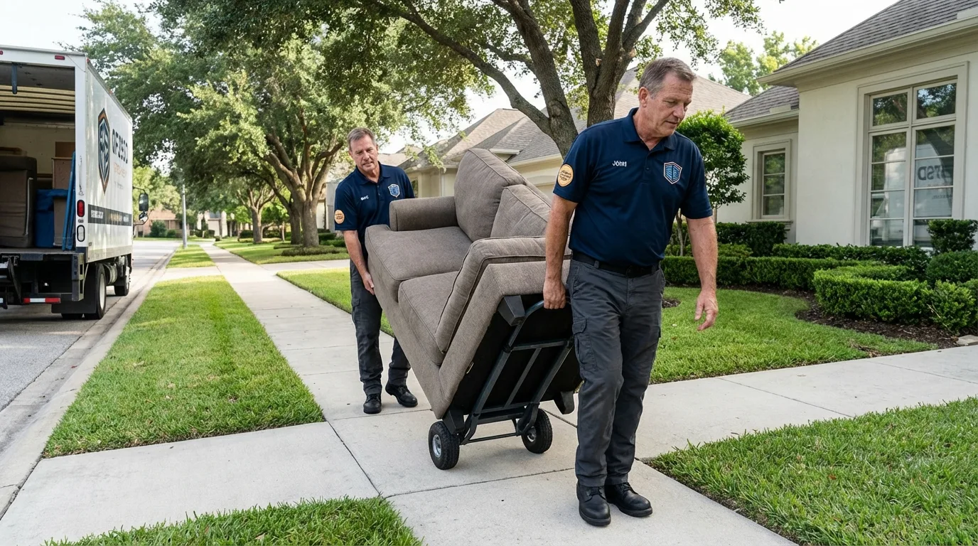 Local residential moving crew loading furniture in Sun City, AZ